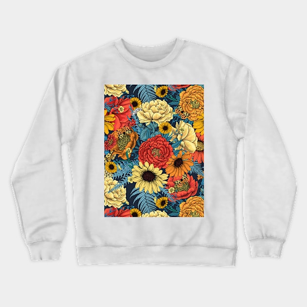 Bouquet of flowers- roses, peonies, daisies and ferns 3 Crewneck Sweatshirt by katerinamk